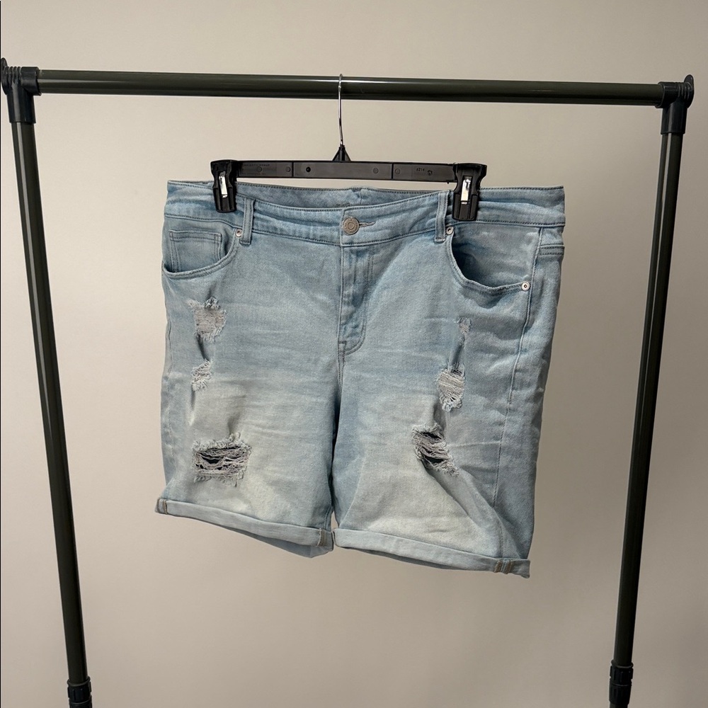 Maurices Light Blue Distressed Jean Shorts
